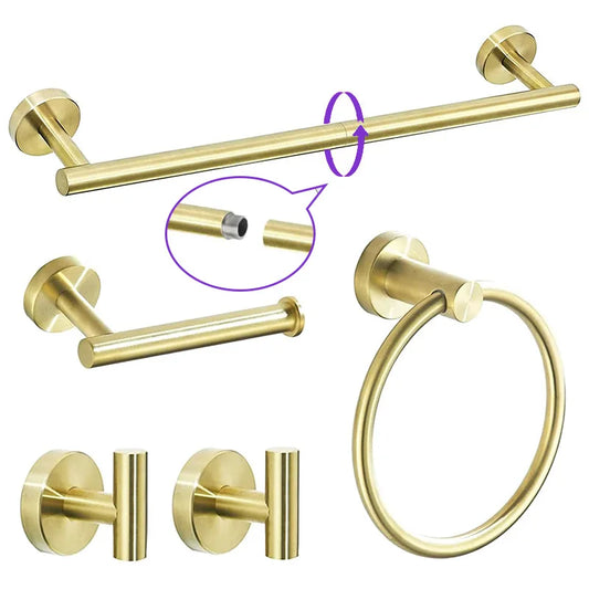 5 Piece Stainless Steel Bathroom Hardware Set Towel Bar Rack