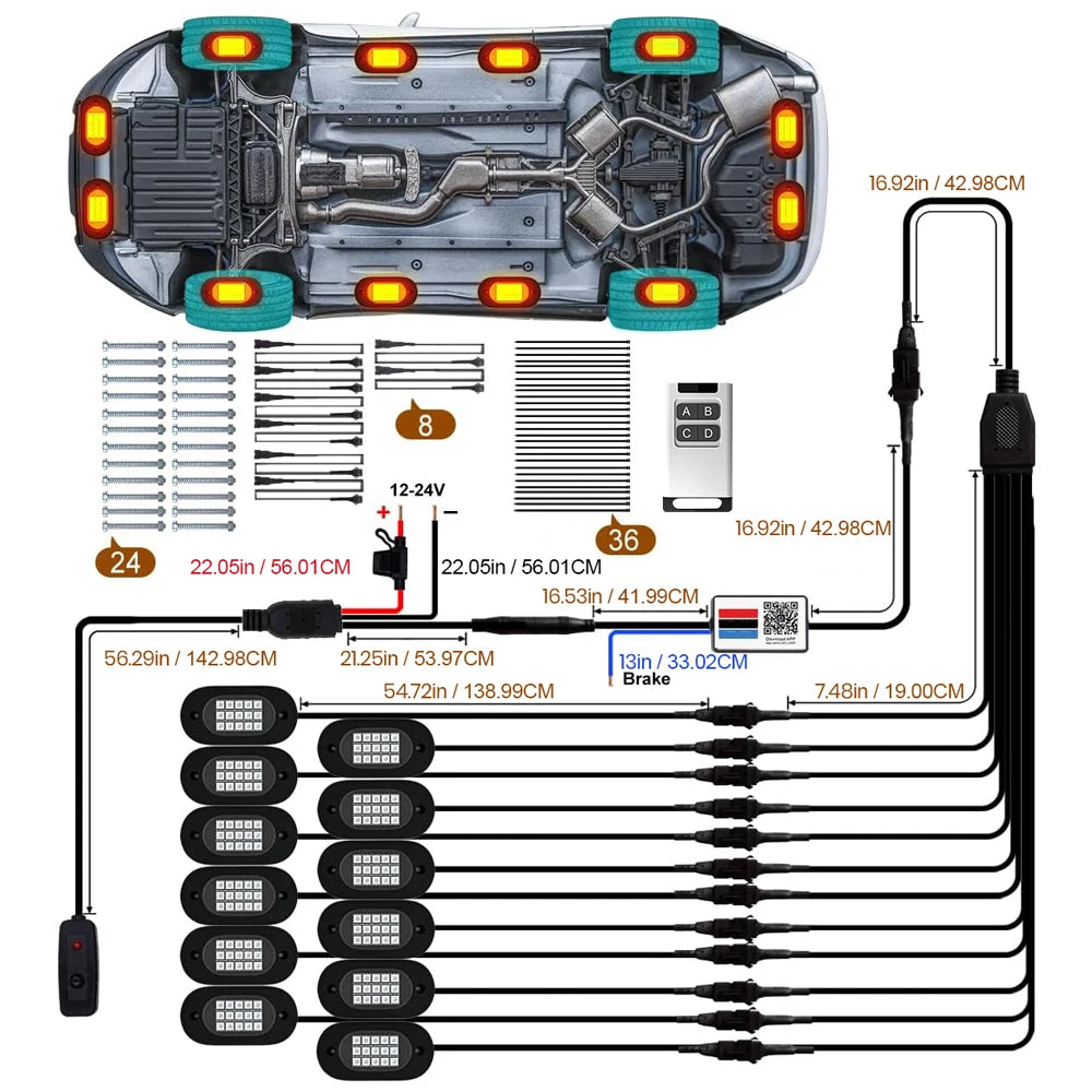 Yilaie RGB Rock Lights For Trucks App And Remote IP68