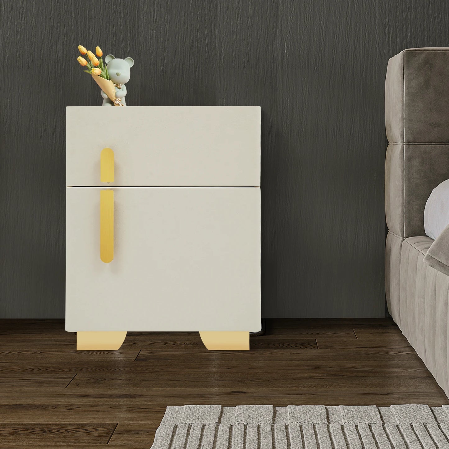 Bymaocar Modern Nightstand With Two Drawers And Wireless Charging