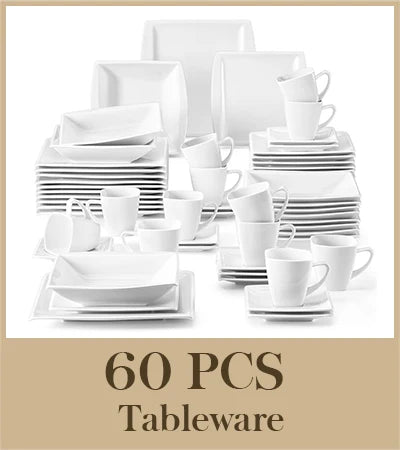 MALACASA Marble Grey Porcelain Dinnerware Set Service For 12