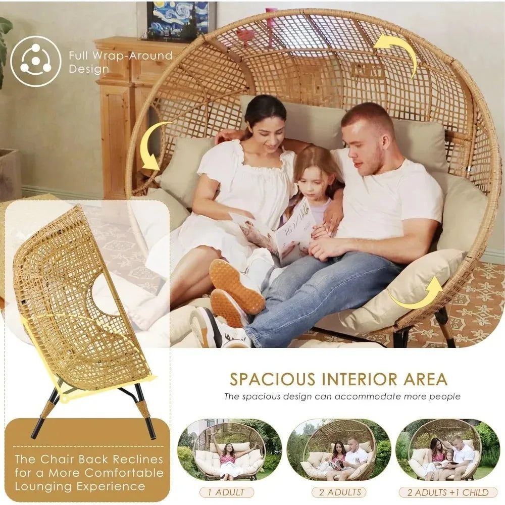 Double Egg Lounge Chair For Indoor Outdoor 680 Lb Capacity