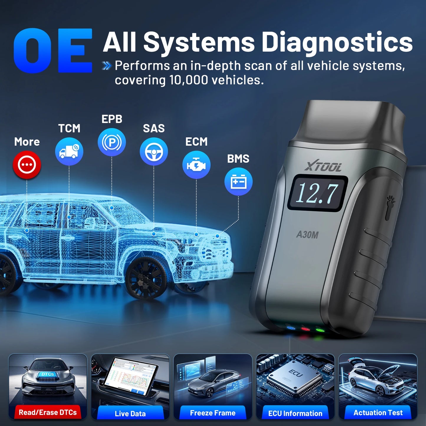 XTOOL A30M V2 Full System Diagnostic Tool Bidirectional OBD2