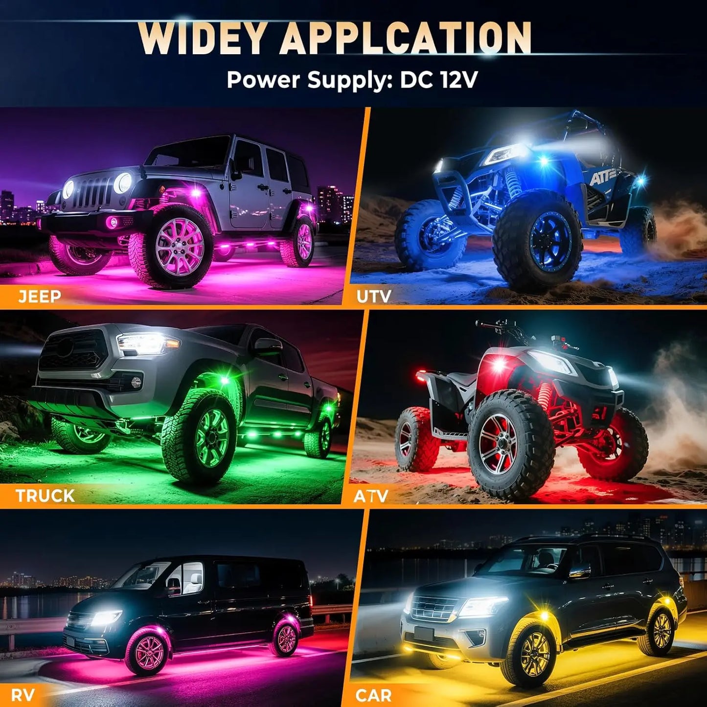 Yilaie RGB Rock Lights For Trucks App And Remote IP68