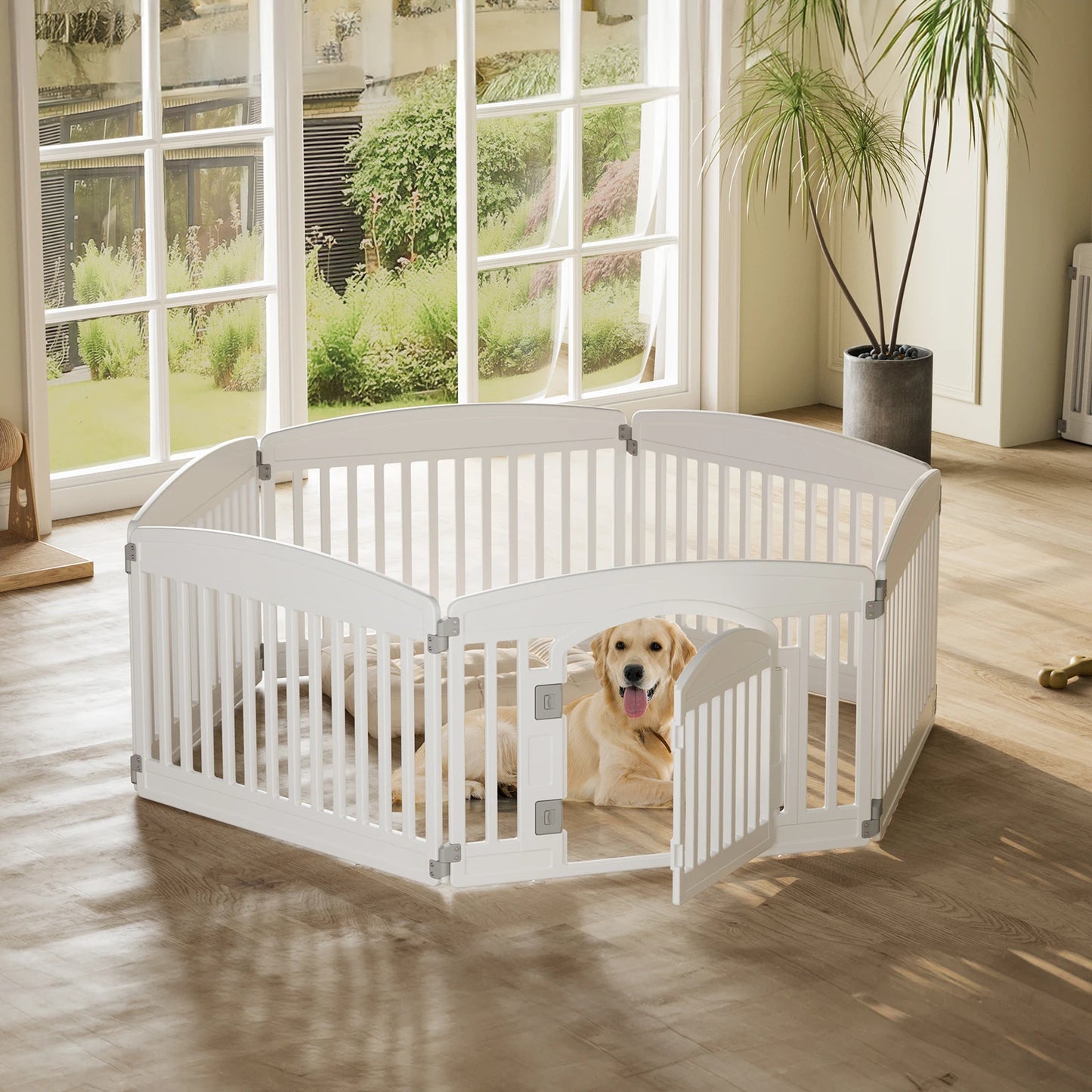 JHK Plastic Dog Playpen Expandable Durable Pet Fence Medium Dogs