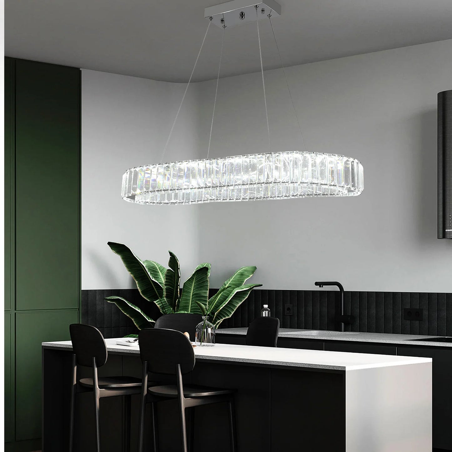 VETRULUS Modern Luxury Crystal Oval LED Chandelier