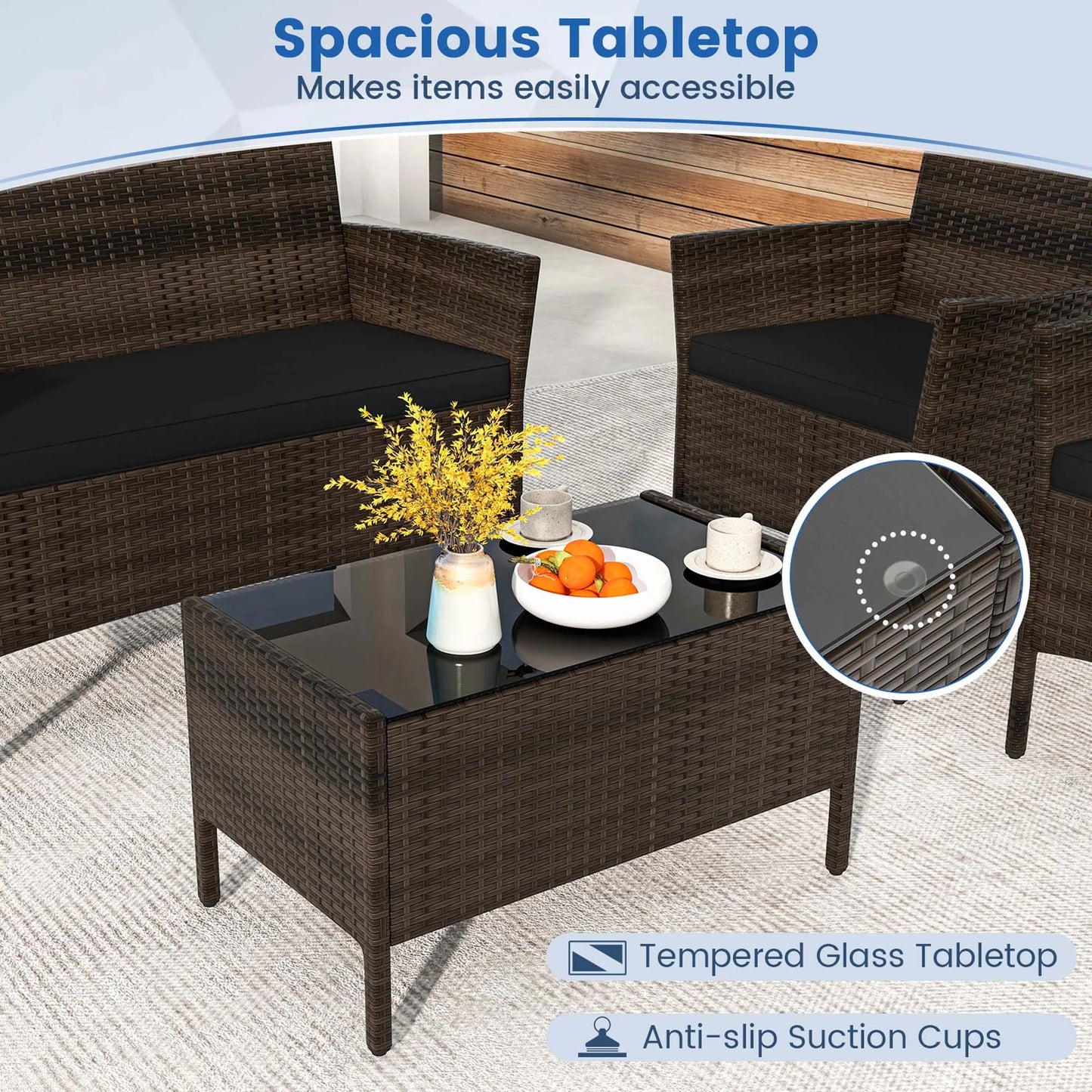 HOMASIS 4 Piece Patio Furniture Set With Washable Cushions