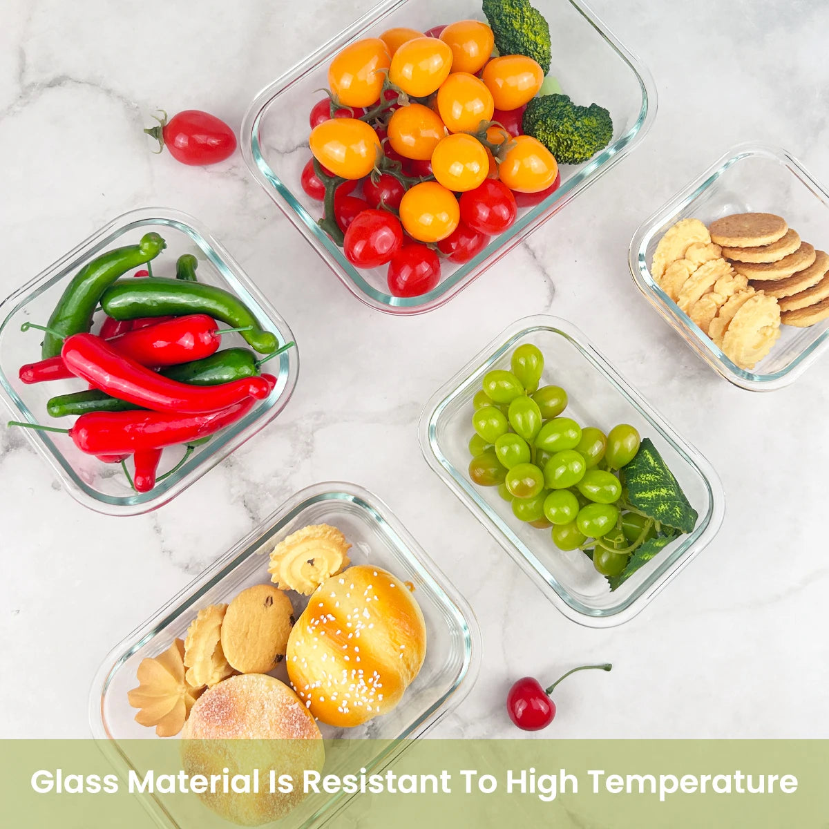 Glass Food Storage Containers 8 Piece Leakproof Airtight Microwave Safe