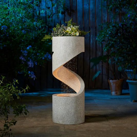 Glitzhome Tiered Outdoor Water Fountain With LED Lighting