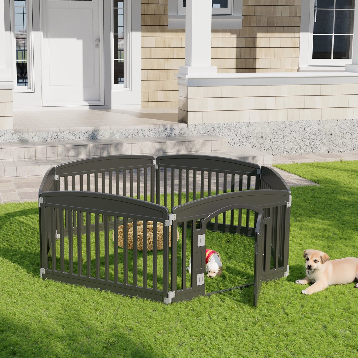 JHK Plastic Dog Playpen Expandable Durable Pet Fence Medium Dogs