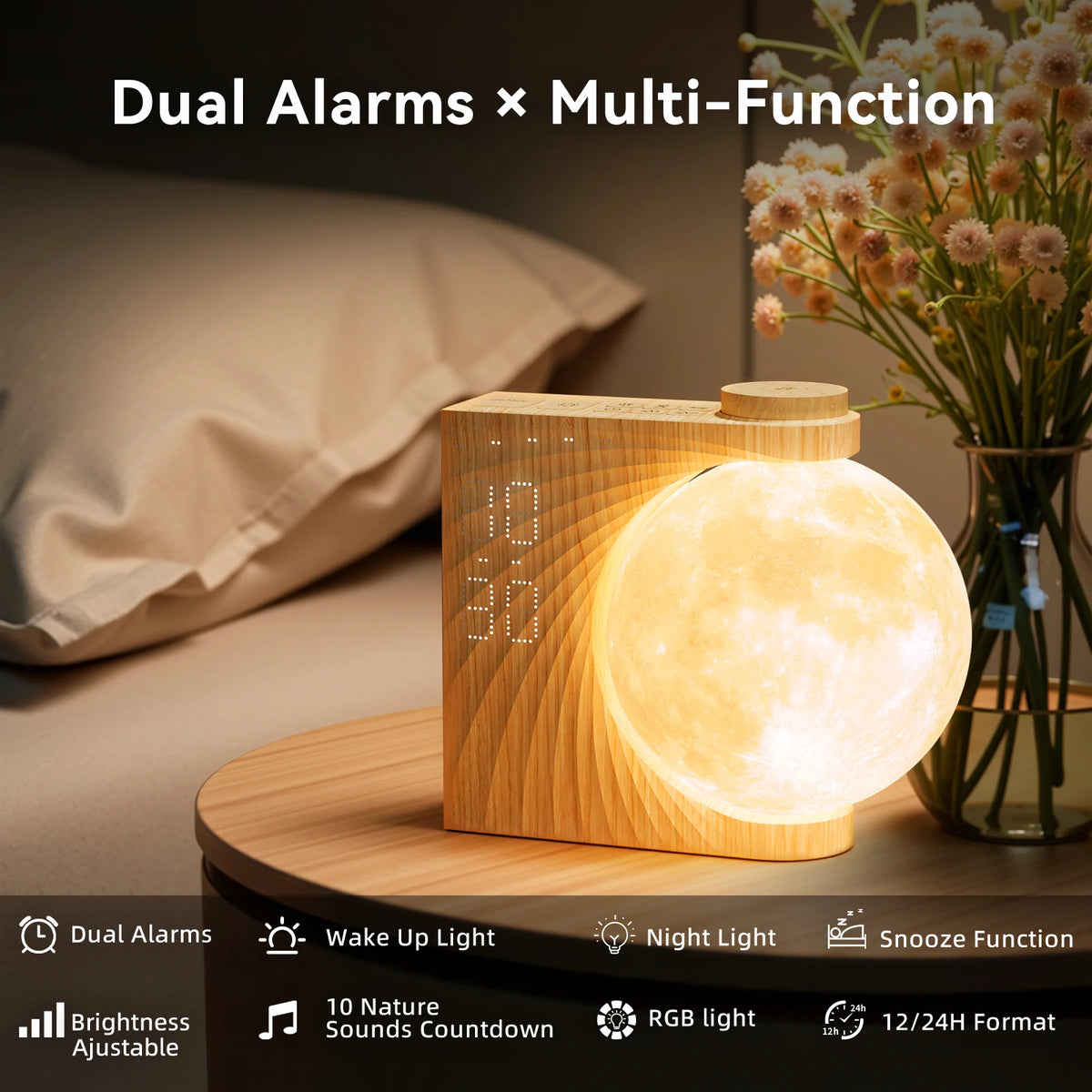 RETEYUNG Sunrise Alarm Clock With Moonlight And 10 Effects Timer