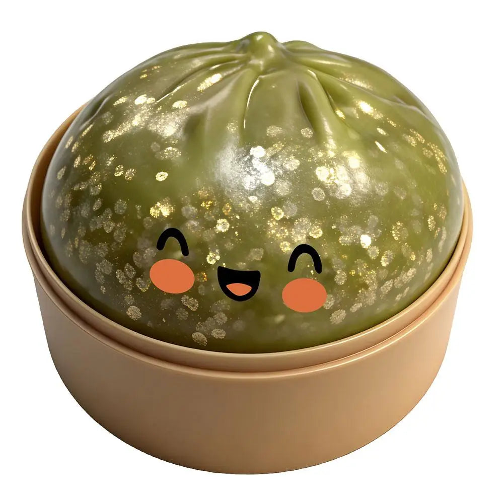 Realistic Giant Dumpling Squeeze Toy With Bamboo Steamer