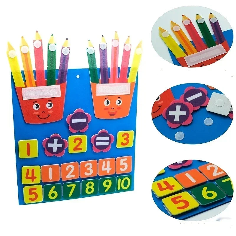 2 Pack Pencil Shape Felt Counters For Kids Counting Math Toy