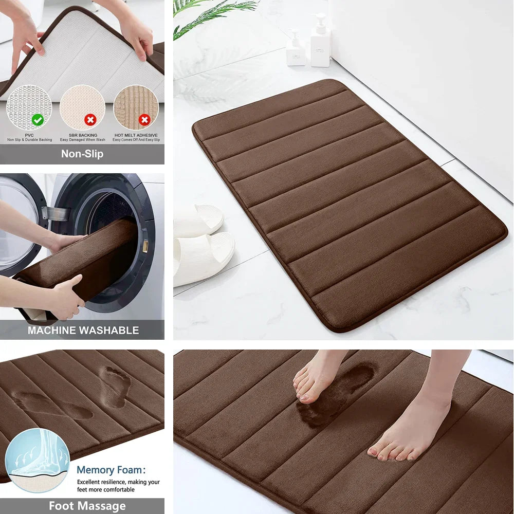 Memory Foam Bath Mat Non Slip Super Absorbent Bathroom Rug