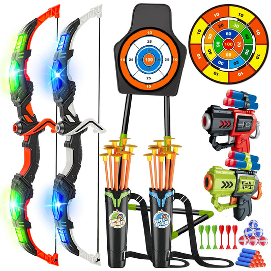 VATOS 2X Bow Arrow And Guns Toy Set For IndoorArchery