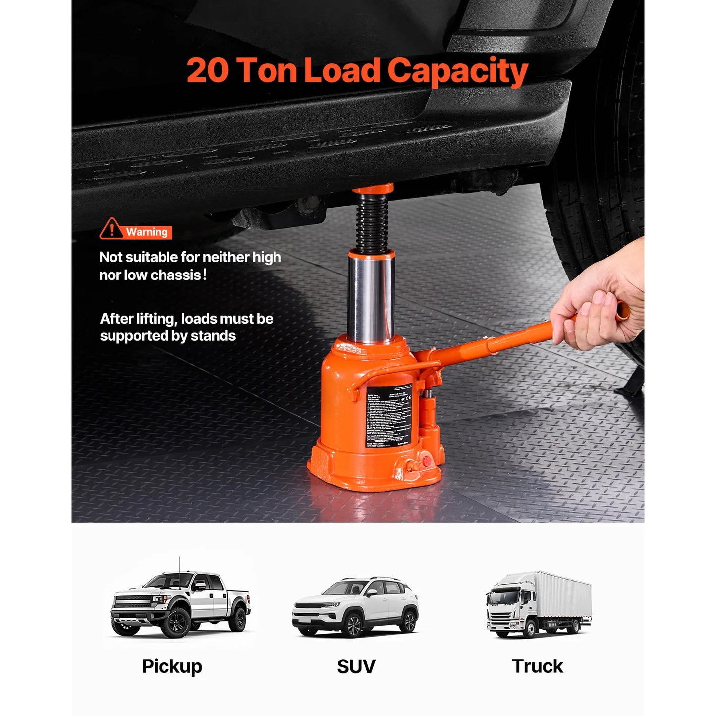 SucceBuy Heavy Duty Hydraulic Bottle Jack For Vehicle Lifting