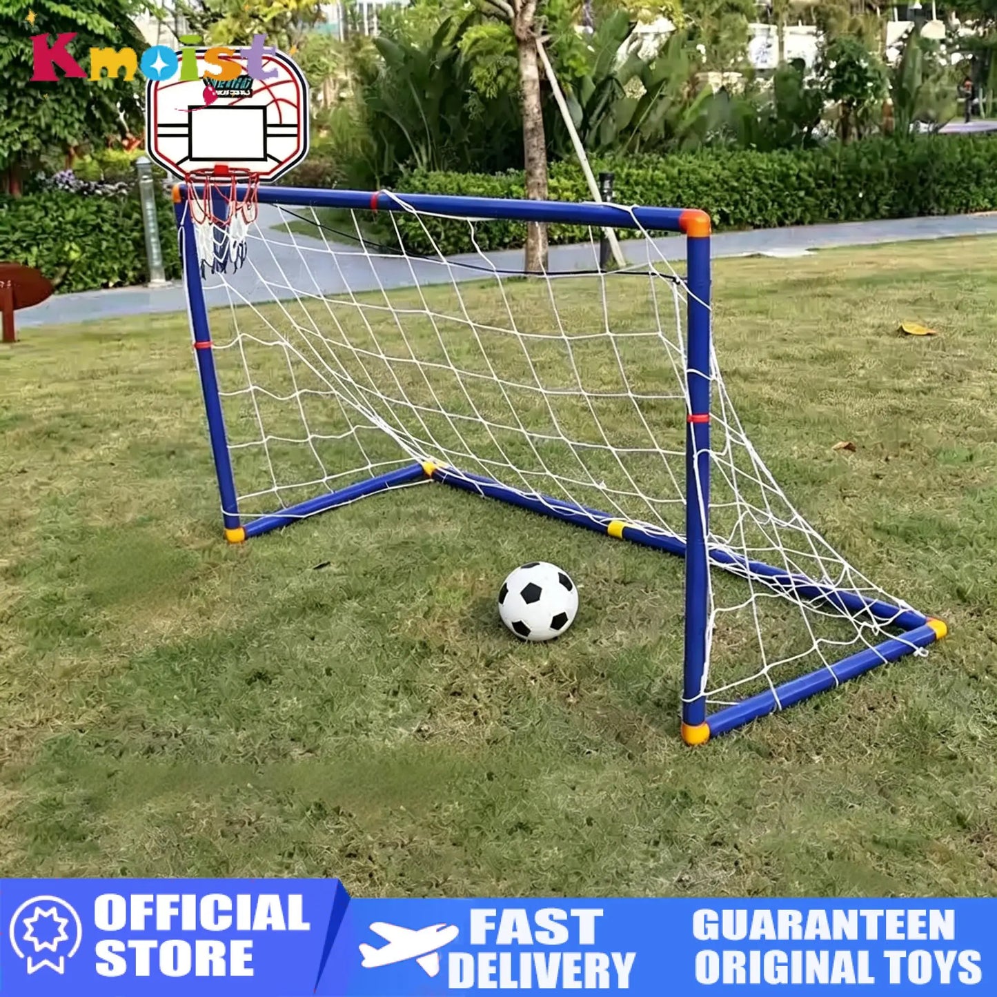 Kmoist 2 In 1 Basketball Stand And Football Goal Playset