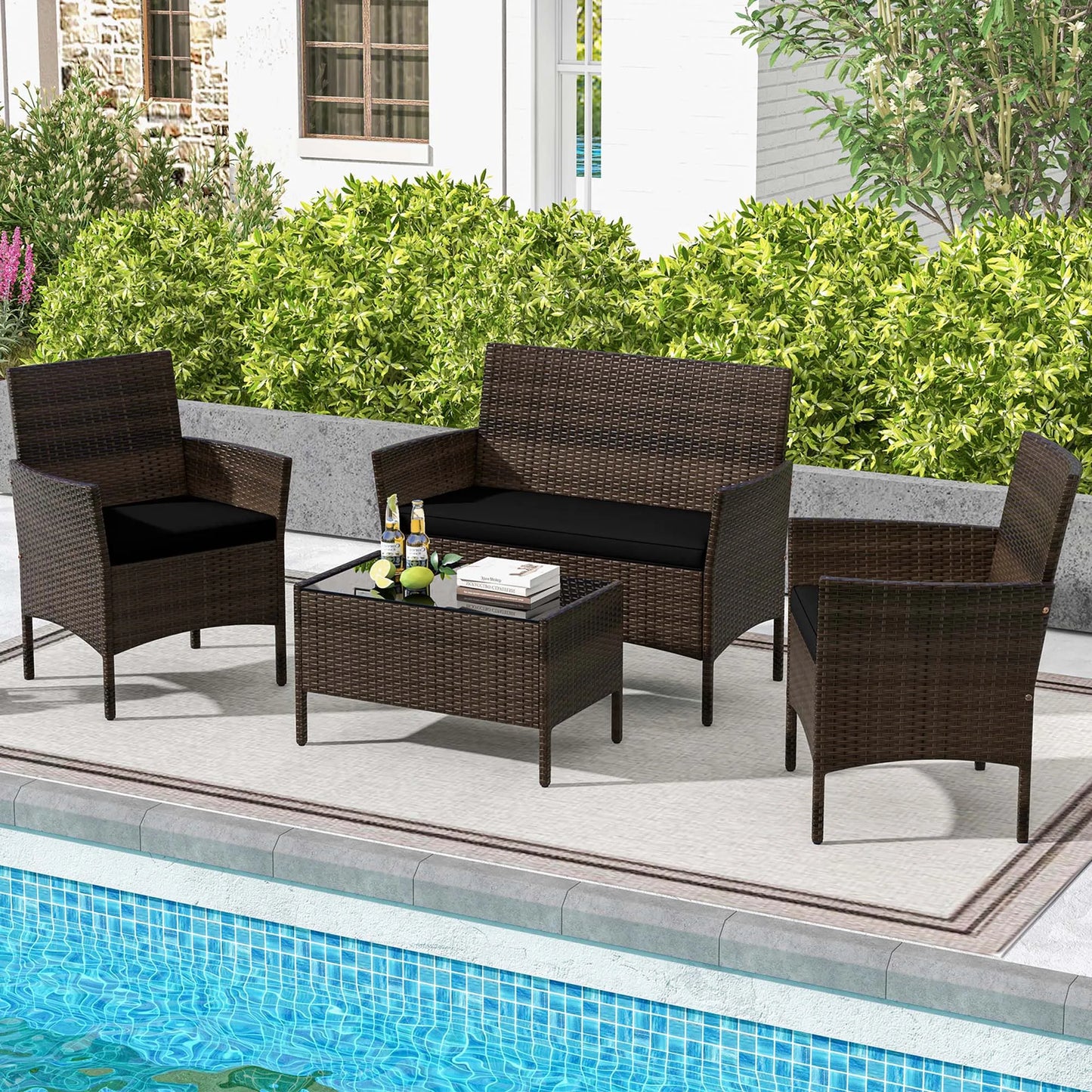 HOMASIS 4 Piece Patio Furniture Set With Washable Cushions