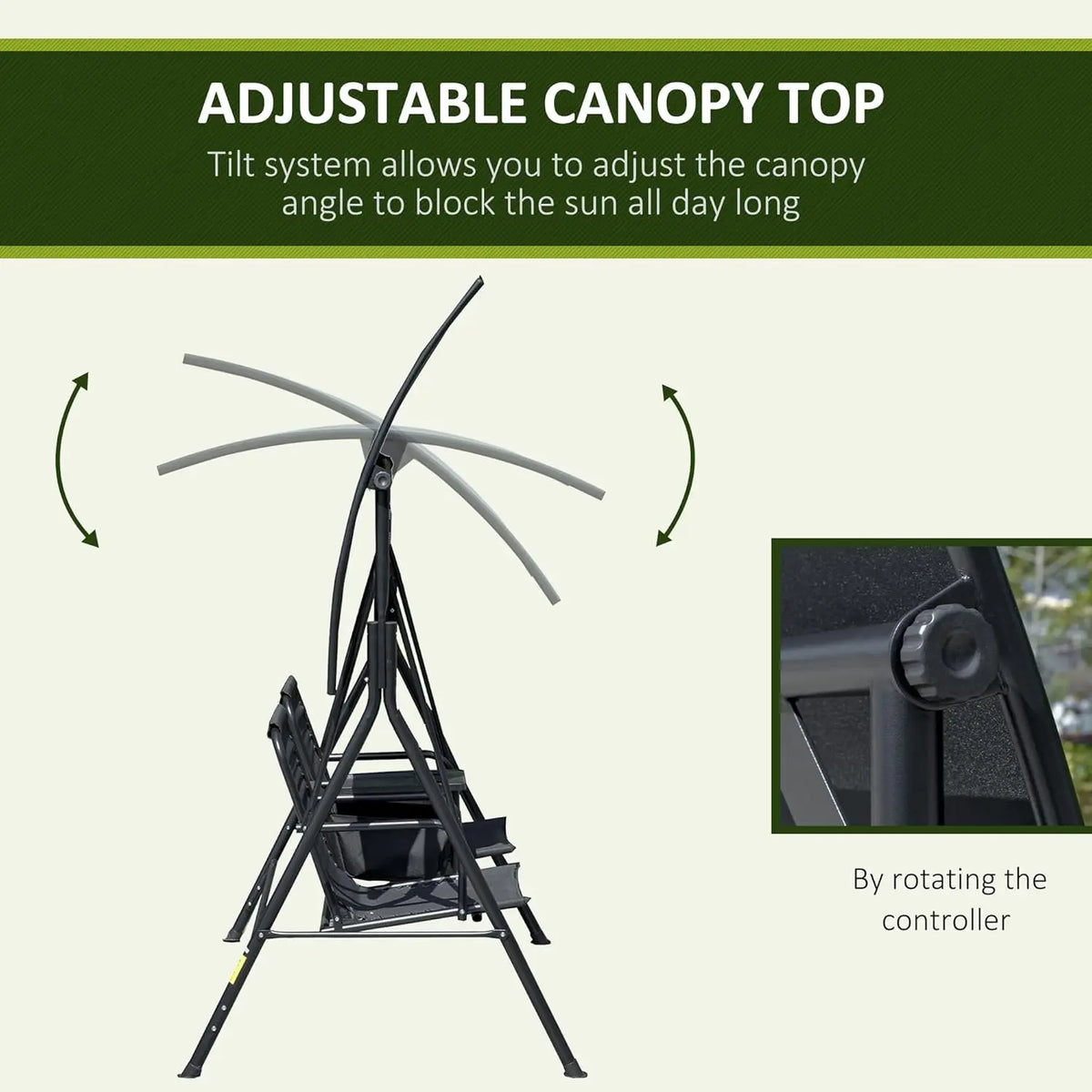 HUANZHUANG Patio Swing Chair With Canopy And Storage