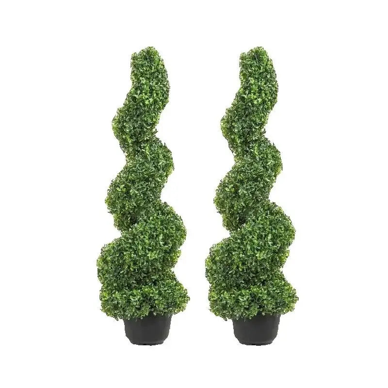 SucceBuy Artificial Boxwood Spiral Topiary Plant For Outdoor Decor