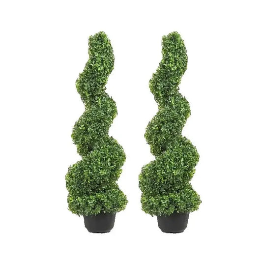 SucceBuy Artificial Boxwood Spiral Topiary Plant For Outdoor Decor