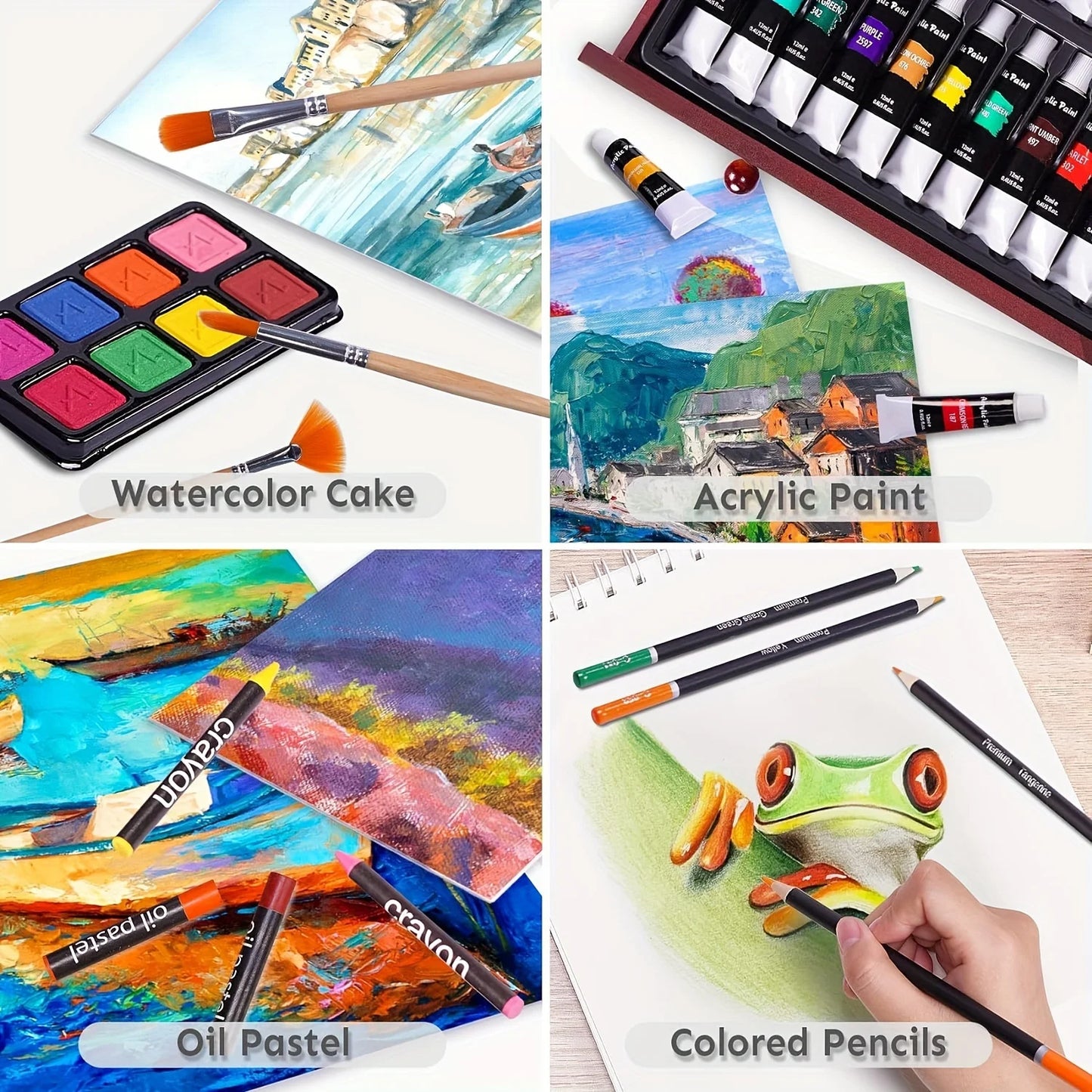 146 Piece Luxury Art Kit For Professionals Crayons Pastels Watercolors Pencils