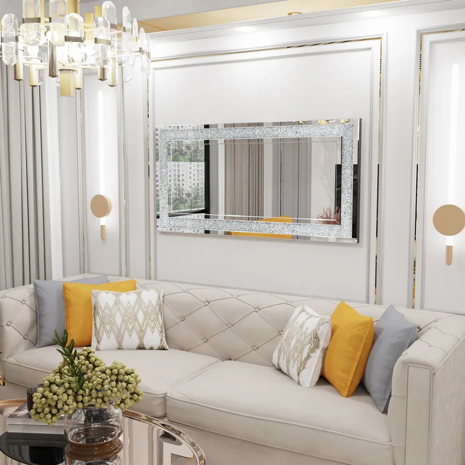 LUVODI Frameless Sparkling Crystal Vanity Mirror Wall Mounted