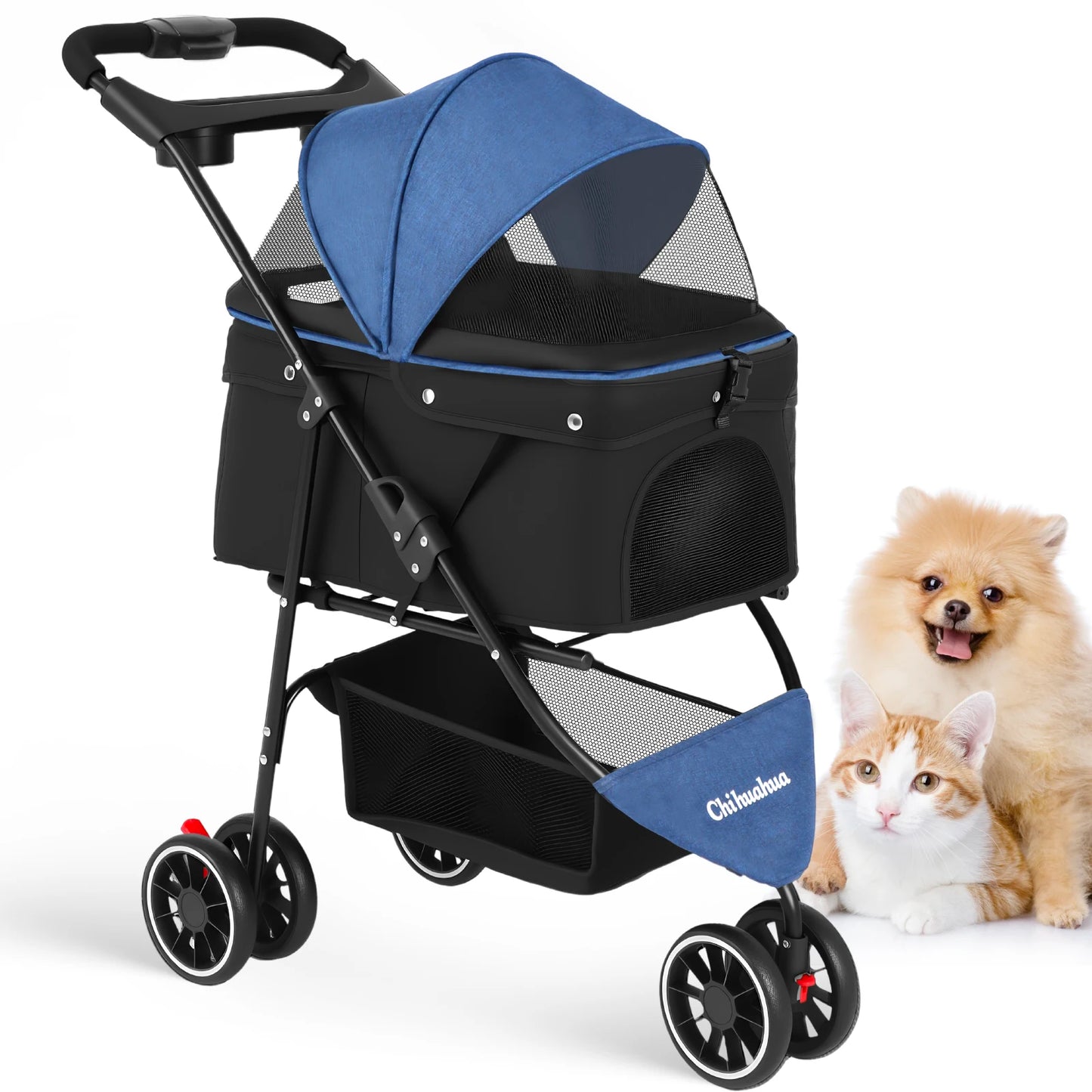 Chihuahua Pet Stroller Small Dogs And Cats Portable Foldable Carrier