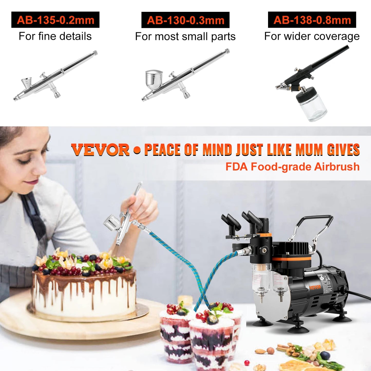 SucceBuy Dual Action Airbrush Kit 120W Spray Gun Set