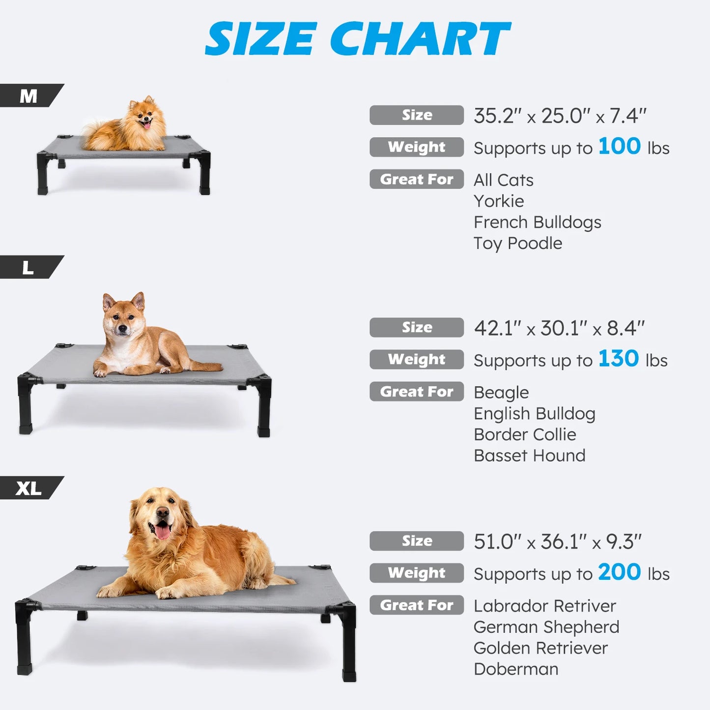 Elevated Dog Bed With Cooling Raised Cot And Breathable Mesh