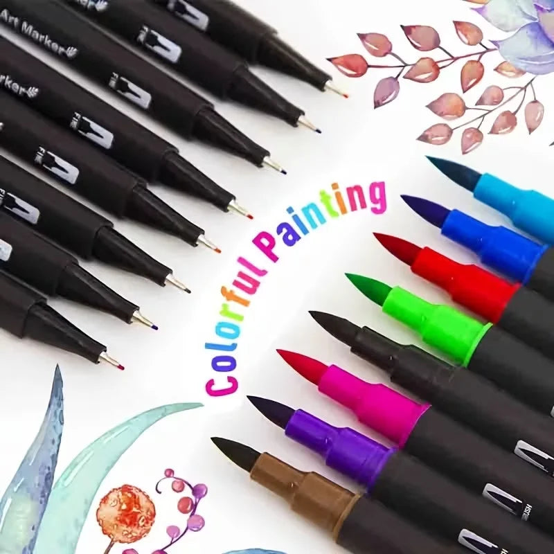 Vibrant Double Ended Watercolor Markers 24 Colors Art Set