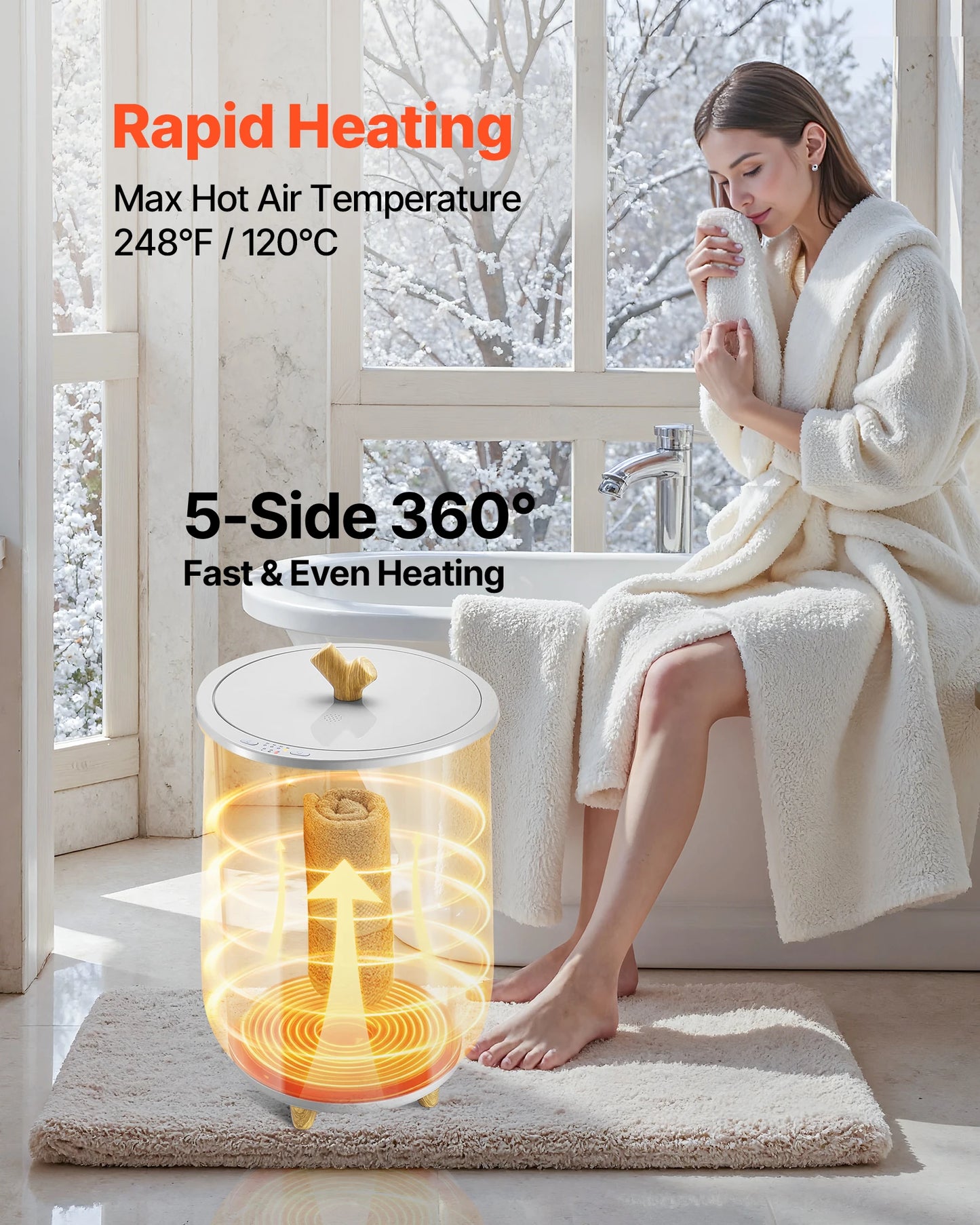 SucceBuy Towel Warmer With LED Light Auto Shutoff Temperature Settings