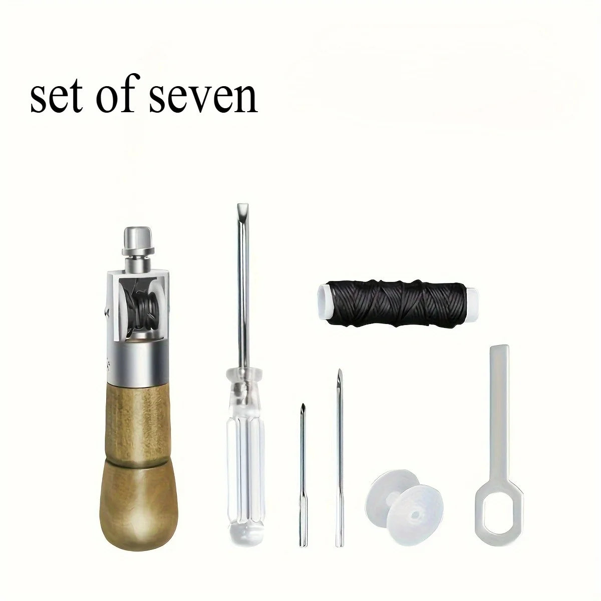 7 Piece Lockstitch Sewing Kit For DIY Leather And Fabric