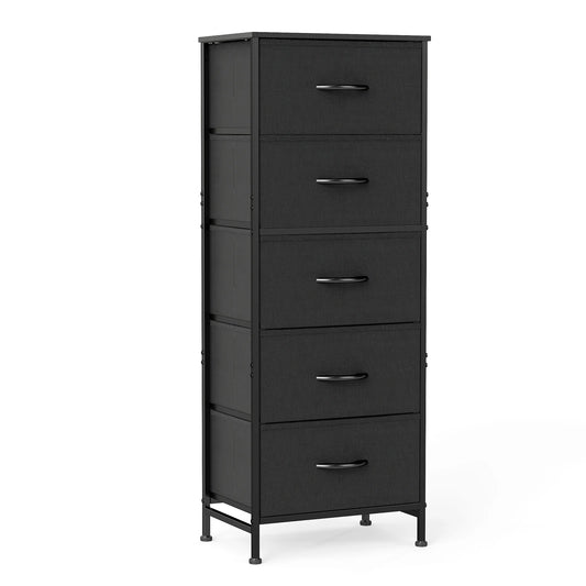 JHK Dresser With Five Fabric Drawers For Bedroom Storage