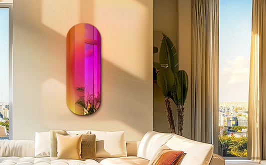 Wisfor Rainbow Gradient Oval Wall Mirror For Living Room