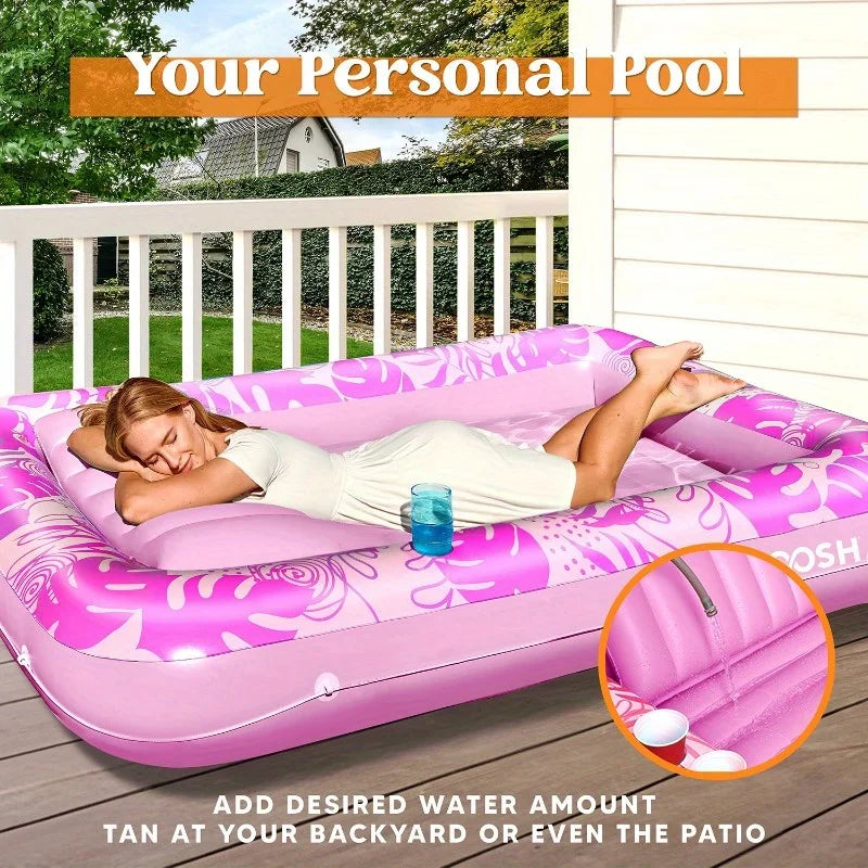 Joyfy Inflatable Pool Lounger With Pillow And Drink Holders