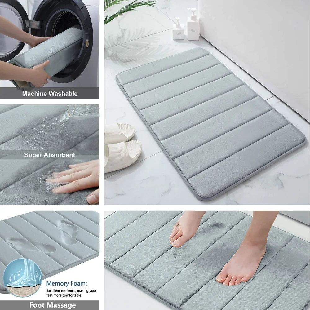 Memory Foam Bath Mat Non Slip Super Absorbent Bathroom Rug