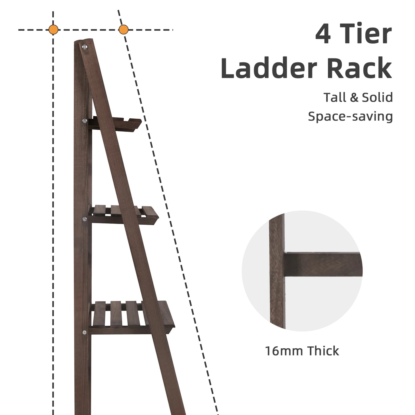 Wooden Folding Four Tier Ladder Shelf Display Rack