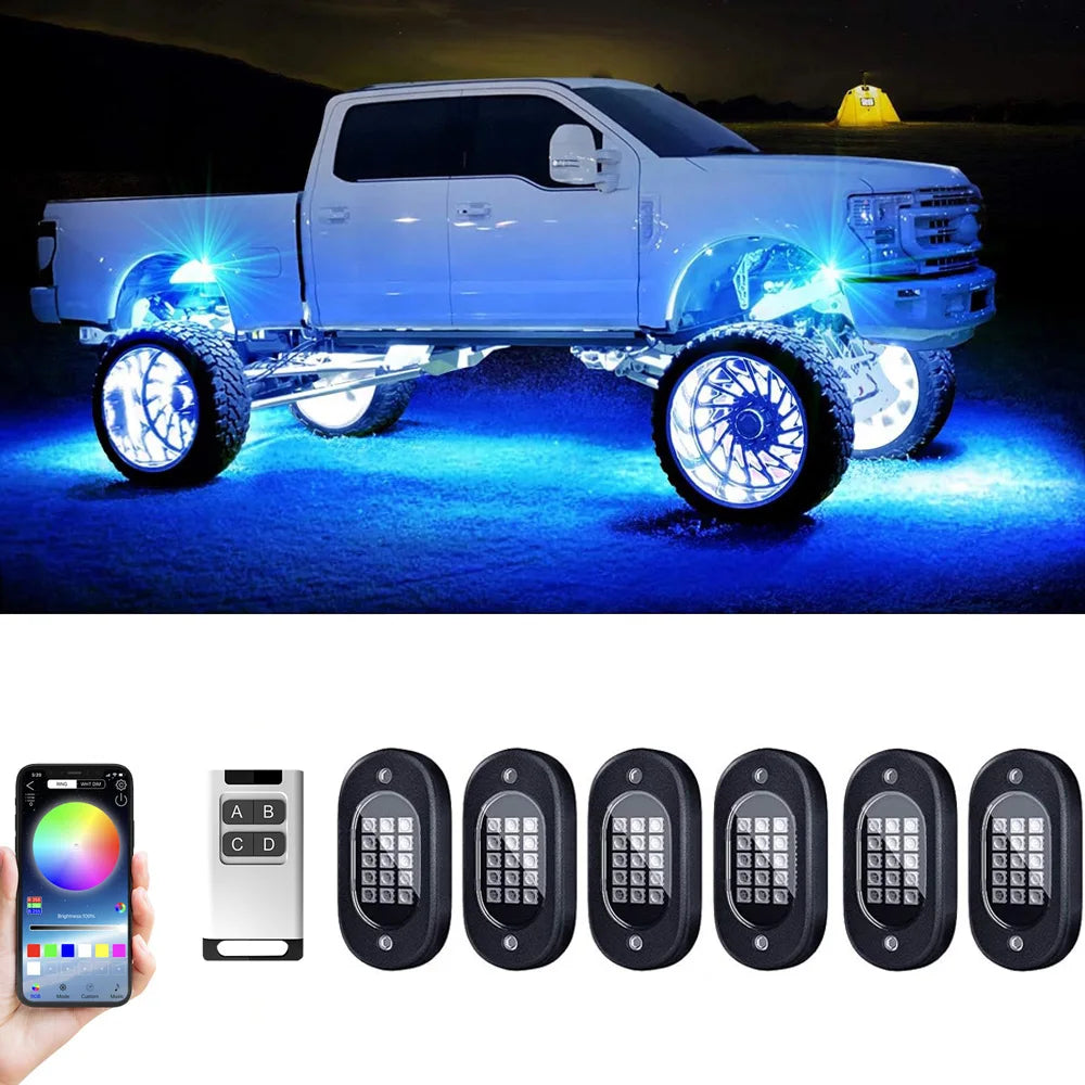 Yilaie RGB Rock Lights For Trucks App And Remote IP68