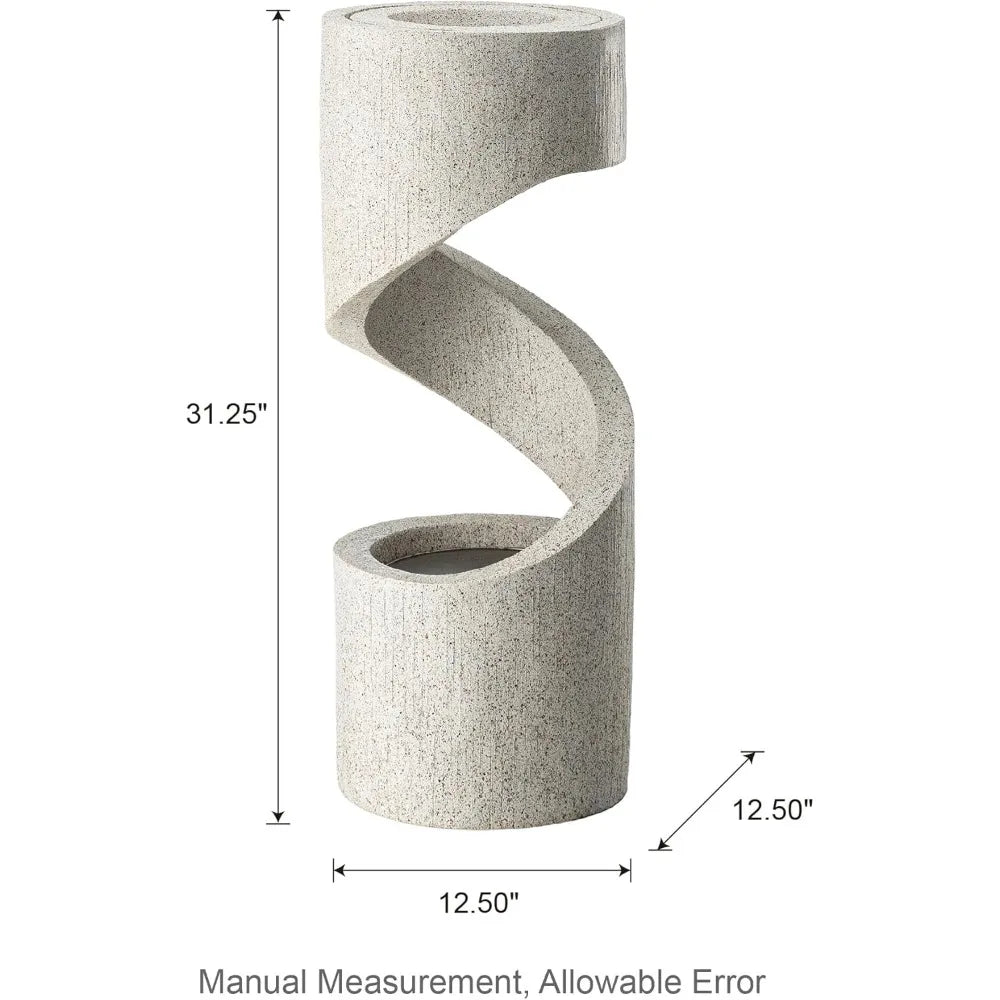 Glitzhome Tiered Outdoor Water Fountain With LED Lighting