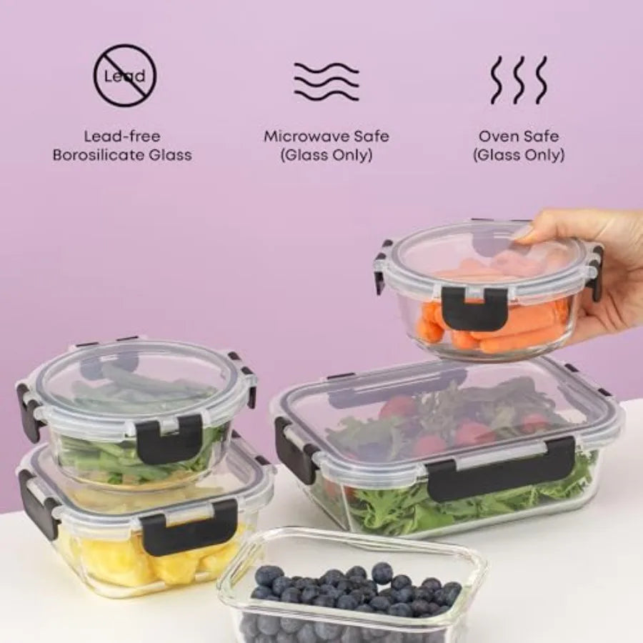 Borosilicate Glass Storage Containers With Lids Airtight Freezer Safe