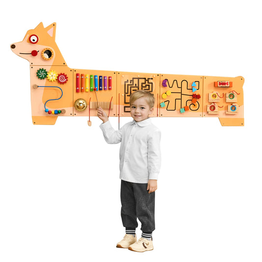 SucceBuy Puppy Kids Wall Busy Panels 12 Activities Montessori Sensory Board