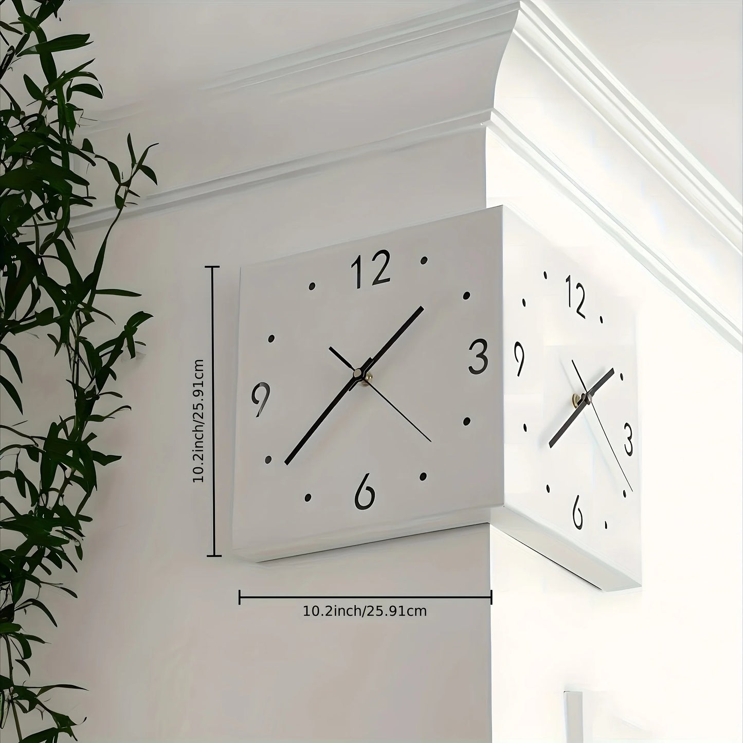 Double Sided Luminous Corner Wall Clock Modern Silent Timepiece