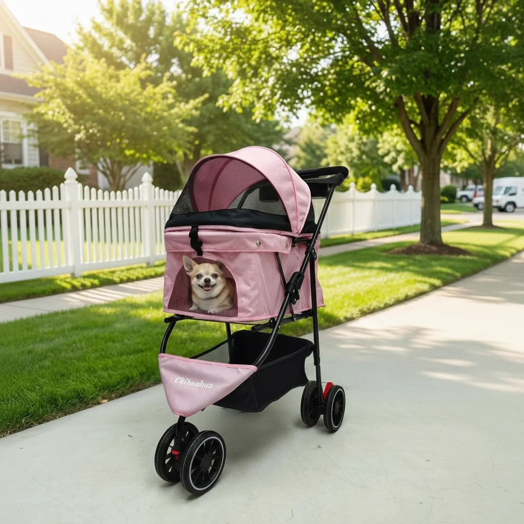 Chihuahua Pet Stroller Small Dogs And Cats Portable Foldable Carrier
