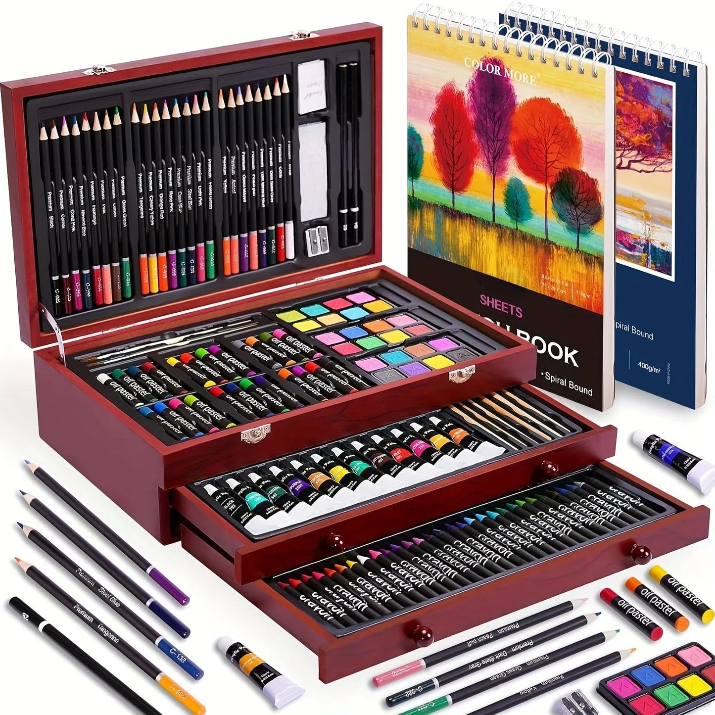 146 Piece Luxury Art Kit For Professionals Crayons Pastels Watercolors Pencils