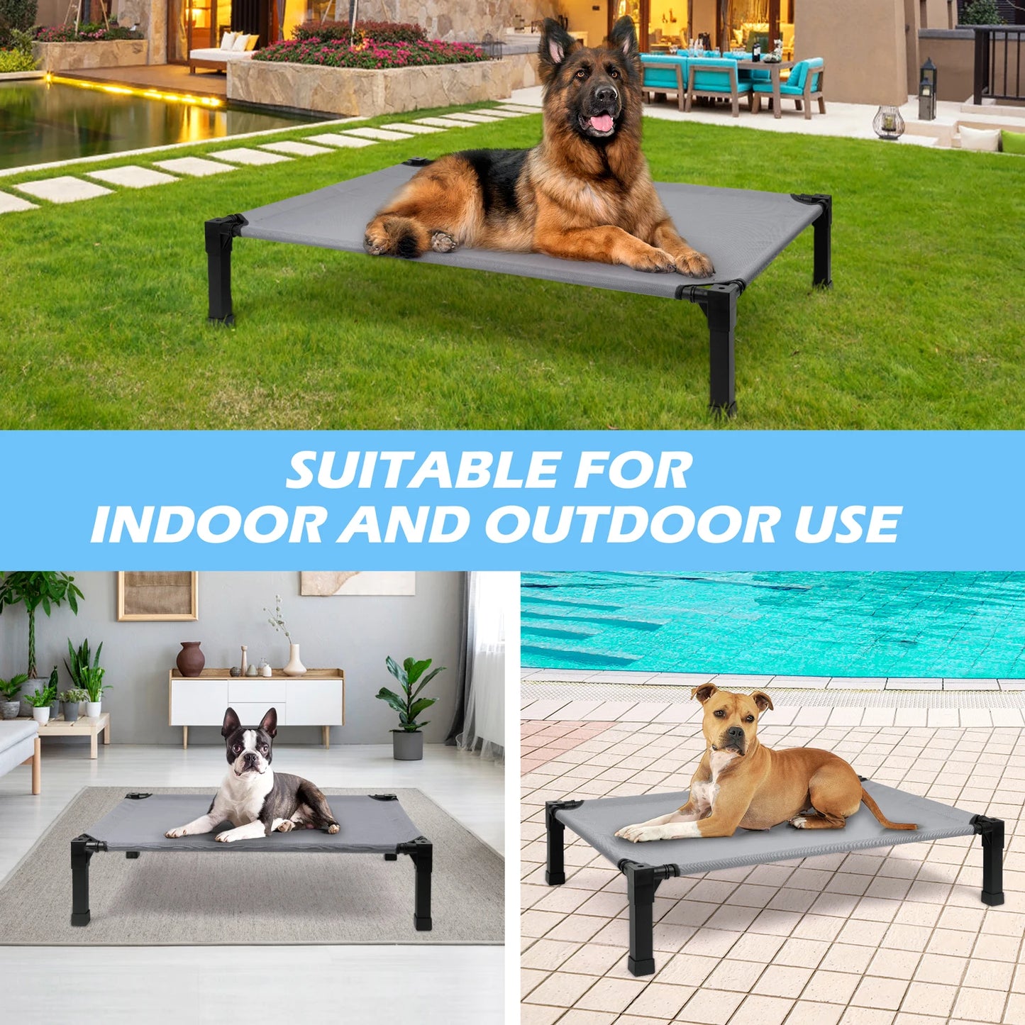 Elevated Dog Bed With Cooling Raised Cot And Breathable Mesh