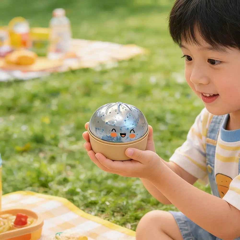 Realistic Giant Dumpling Squeeze Toy With Bamboo Steamer
