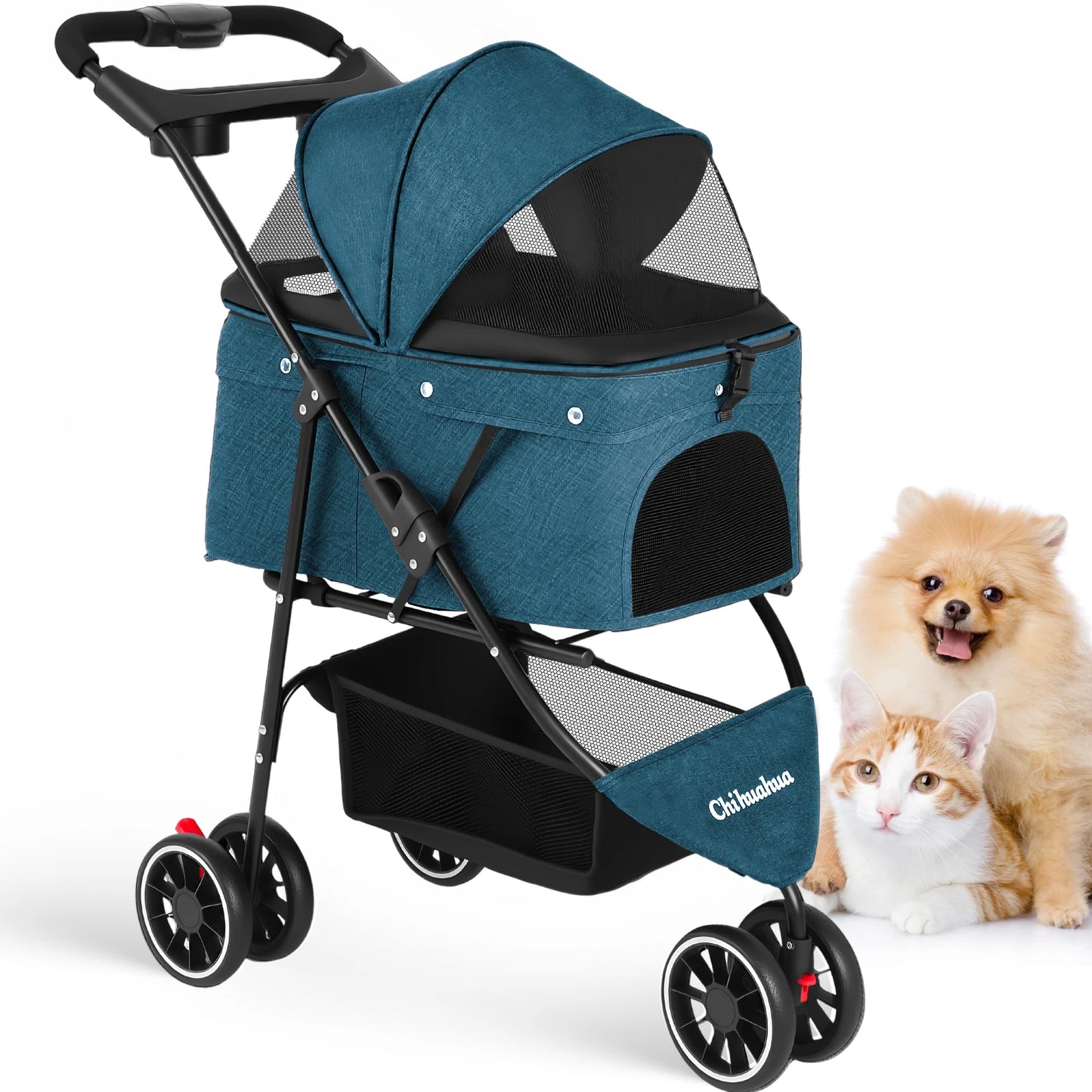 Chihuahua Pet Stroller Small Dogs And Cats Portable Foldable Carrier
