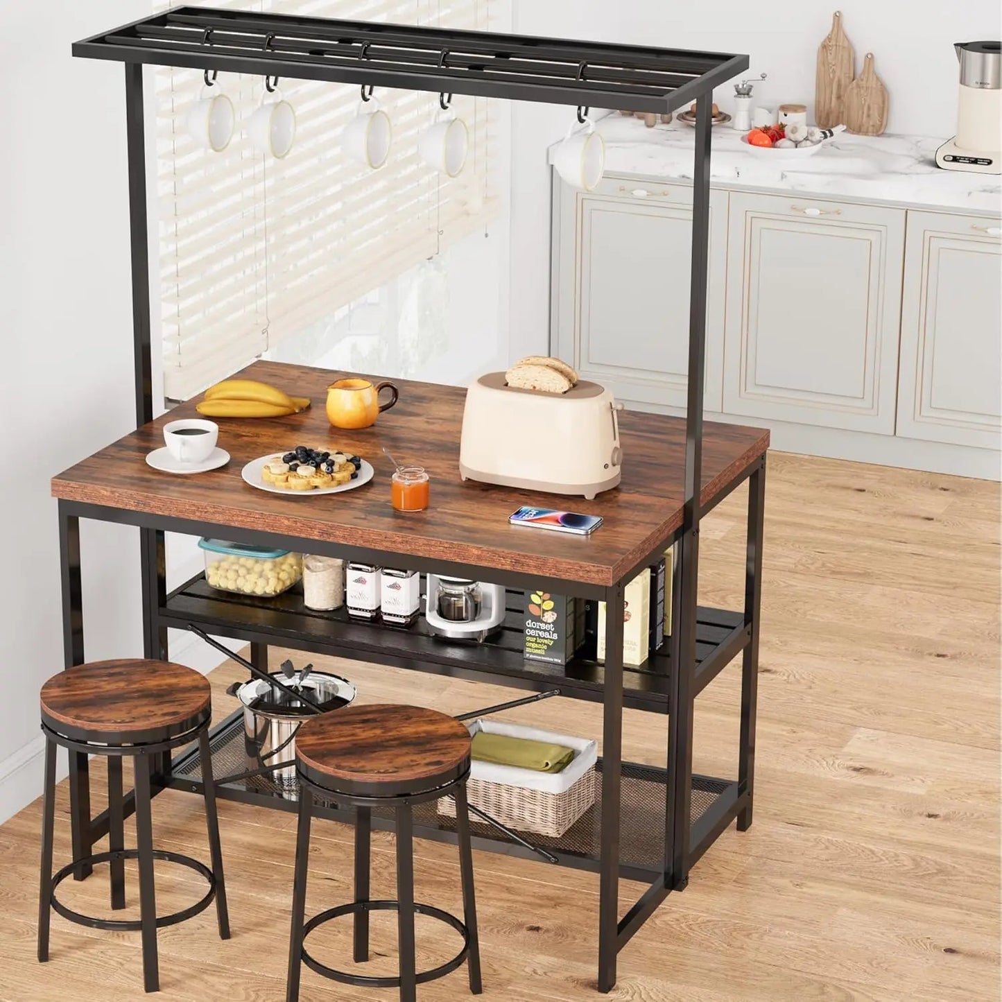 Studyset Kitchen Island With Storage Baker Rack And Seating