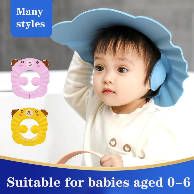 Adjustable Baby Shampoo Bathing Cap With Ear Protection