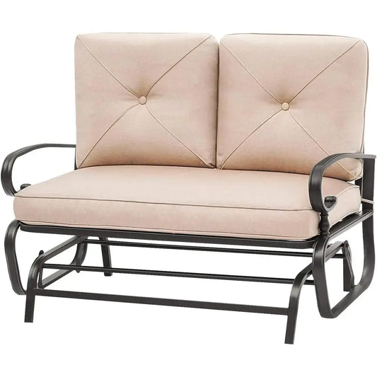 Outdoor Glider Bench Patio and Garden with Weather Resistant Cushions